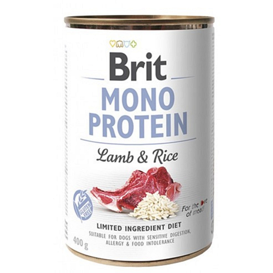 Brit Mono Protein Jehněčí s rýží kompletní krmivo pro psy 400 g