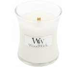 WoodWick White Teak - Bílý teak vonná svíčka s dřevěným knotem a víčkem sklo malá 85 g
