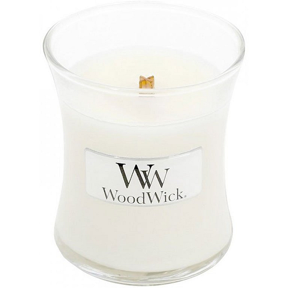 WoodWick White Teak - Bílý teak vonná svíčka s dřevěným knotem a víčkem sklo malá 85 g