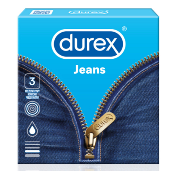 Durex Jeans gładki kondom, nominalna szerokość: 56 mm 3 sztuki