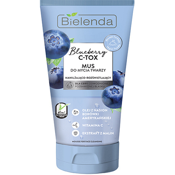 Bielenda Blueberry C-Tox Americká borůvka hydratační čisticí pleťová pěna 135 g
