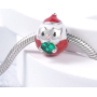 Charm Srebrna 925 Santa i zielone serce, koralik na bransoletkę Boże Narodzenie