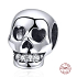 Charm Srebrna 925 Czaszka z zębami cyrkonii, koralik na bransoletkę Halloween