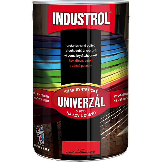 Industrol S2013 uniwersalny połyskowa farba do metalu i drewna, 8140 czerwień rubinowa jasna, 4 l