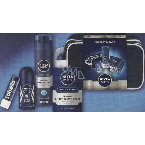 Nivea Men Protect balzám po holení 100 ml + gel na holení 200 ml + antiperspirant roll-on 50 ml + balzám na rty 4,8 g, kosmetická sada
