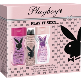 Playboy Play It Sexy deodorant sprej pro ženy 150 ml + tělové mléko 250 ml + sprchový gel 250 ml, kosmetická sada