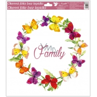 Okenní fólie bez lepidla věneček Family 33 x 30 cm