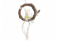 Věnec z proutí na zavěšení zajíček 18 cm