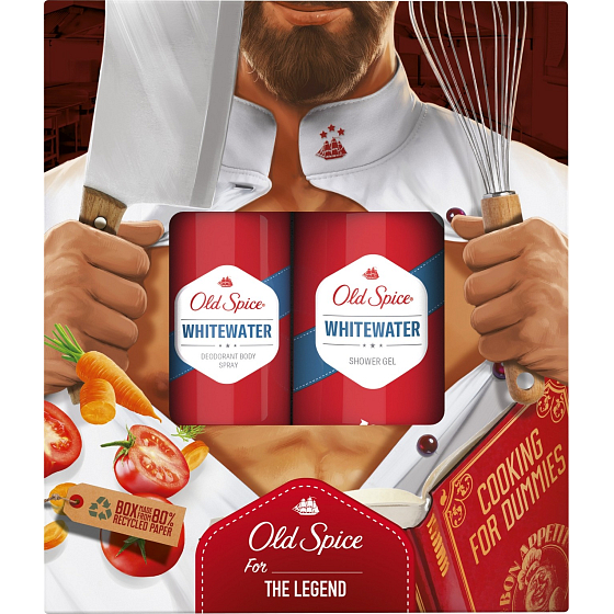 Old Spice White Water Chef sprchový gel 250 ml + deodorant sprej 150 ml, kosmetická sada pro muže