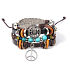 Skórzany wielowarstwowy naszyjnik, symbol skrzydła anioła + Hippies, regulowany rozmiar