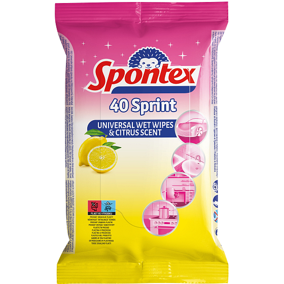 Spontex Sprint Citrus wilgotne uniwersalne ściereczki 40 sztuk