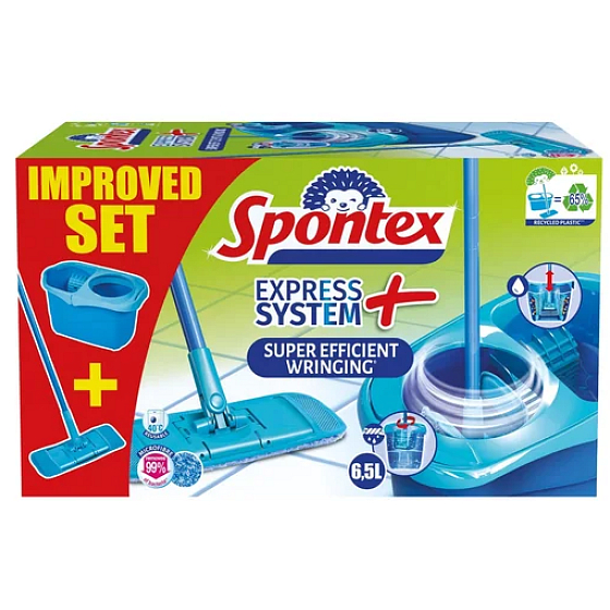 Spontex Express System Plus zestaw do sprzątania, płaski mop + wiadro 8 l
