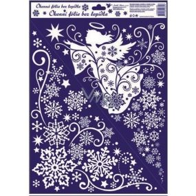 Okenní fólie bez lepidla rohová bílá jemná s andělem 42 x 30 cm