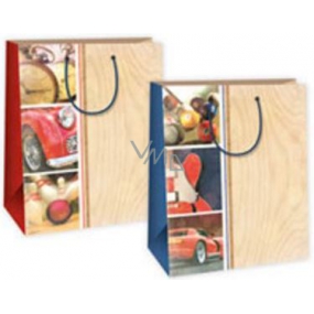 Ditipo Dárková papírová taška 26,4 x 13,6 x 32,7 cm béžová - auto, hodinky, kuželky Ditipo Dárková papírová taška 26,4 x 13,6 x 32,7 cm béžová - auto, hodinky, kuželky