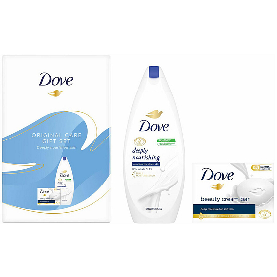 Dove Original Care Deeply Nourishing krémový sprchový gel 250 ml + Beauty Cream Bar krémové toaletní mýdlo 90 g, kosmetická sada