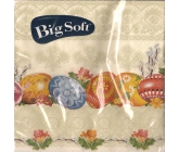 Big Soft Papírové ubrousky 2 vrstvé 33 x 33 cm 20 kusů Velikonoční vajíčka ornamenty béžové