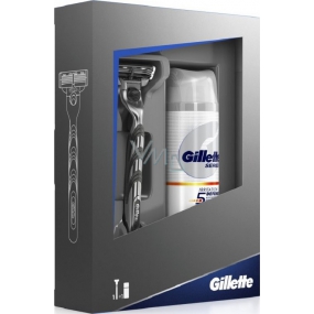 Gillette Mach3 holicí strojek + Mach3 Irritation 5 Defense gel na holení 75 ml, kosmetická sada, pro muže Gillette Mach3 holicí strojek + Mach3 Irritation 5 Defense gel na holení 75 ml, kosmetická sada, pro muže