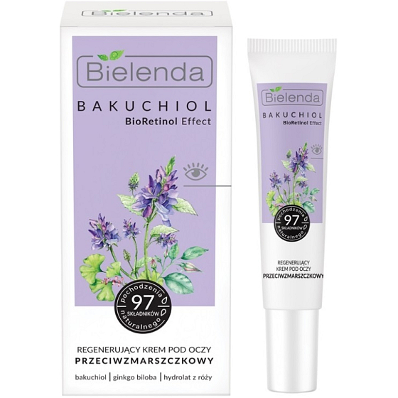 Bielenda Bakuchiol BioRetinol Effect regenerační oční krém proti vráskám 15 ml