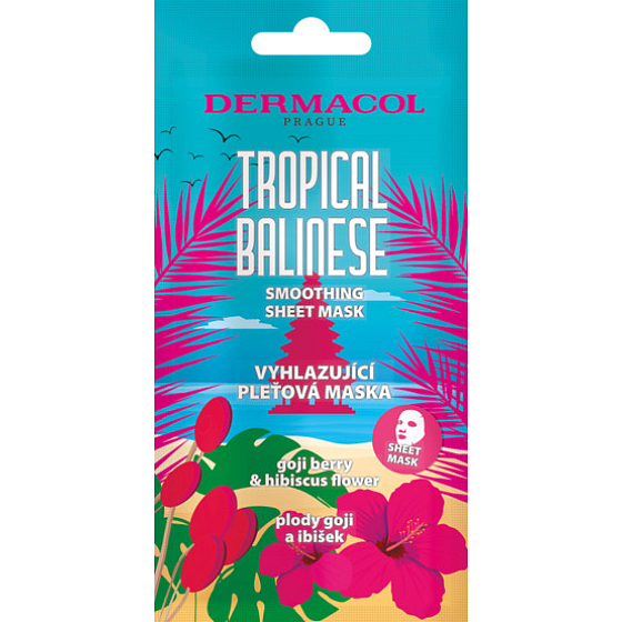 Dermacol Tropical Balinese vyhlazující textilní maska s extraktem z květů ibišku a plodů goji 15 ml
