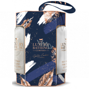 Grace Cole Golden Embers & Cashmere mycí gel 100 ml + tělový krém 100 ml + mycí houba, kosmetická sada pro ženy
