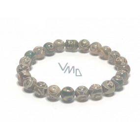 Achát tybetański prążkowany elastyczny bransoletka naturalny kamień, kulka 8 mm / 16 - 17 cm Achát tybetański prążkowany elastyczny bransoletka naturalny kamień, kulka 8 mm / 16 - 17 cm