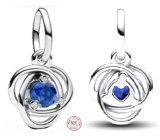 Charm Srebrny 925 Niebieski krąg wieczności z symbolem