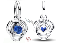 Charm Srebrny 925 Niebieski krąg wieczności z symbolem