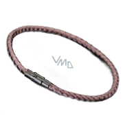 Lanový Magnetický náramek – hnědý 19,5 cm x 4 mm, unisex