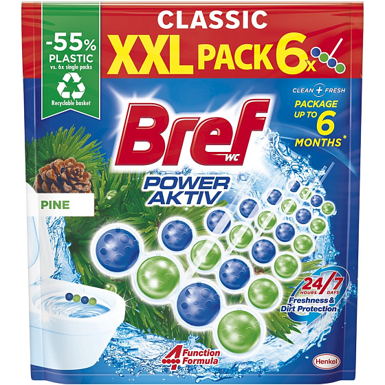 Bref Power Aktiv Borówka túhový WC blok, 6× 50 g