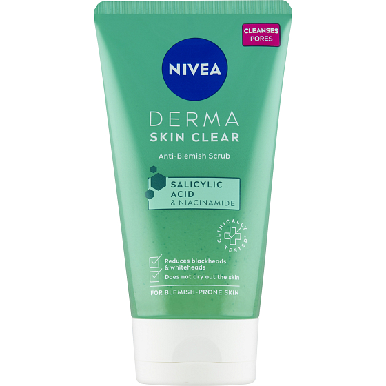 Nivea Derma Skin Clear Čisticí pleťový peeling, 150 ml