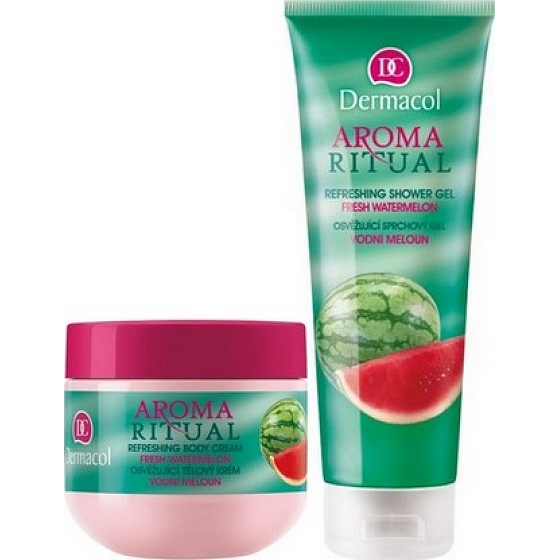 Dermacol Aroma Ritual Vodní meloun Osvěžující tělový krém 300 ml + sprchový gel 250 ml, kosmetická sada