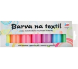 Kreativ Colour Farby do tkanin - jasny, świecący w ciemności zestaw 7 kolorów 20 g + 2 szablony 6,5 x 2 cm