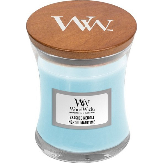 WoodWick Seaside Neroli - Pobřežní neroli vonná svíčka s dřevěným knotem a víčkem sklo malá 85 g