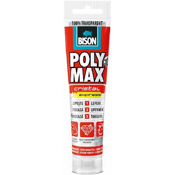 Bison Poly Max Crystal Express szybkoschnące uniwersalne klej i uszczelniacz szary 115 g