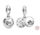 Charm Srebrna 925 Sowa - Zawsze przy Tobie, 2w1 zawieszka na bransoletkę rodzina