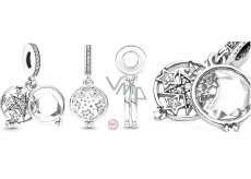 Zawieszka ze srebra próby 925 Powiększona gwiazda, 2w1 charms do bransoletki kosmos