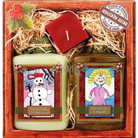 Bohemia Gifts Vánoční balíček krémový sprchový gel 300 ml + olejová lázeň 300 ml + svíčka (oliva a citrus)kosmetická sada