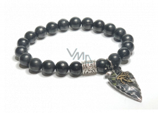 Szungit + Oko Horusa elastyczna bransoletka naturalny kamień, kulka 8 mm / 16 - 17 cm, kamień życia
