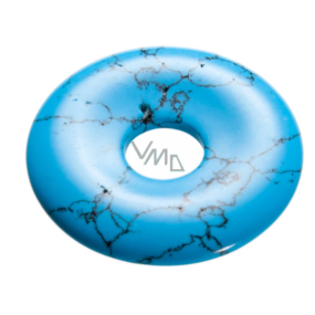 Tyrkenit niebieski Donut naturalny kamień 30 mm, kamień młodych ludzi, szuka celu życiowego