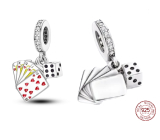 Charm Srebrna 925 Karty do gry - wygrana, 2w1 zawieszka na bransoletkę