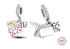 Charm Srebrna 925 Karty do gry - wygrana, 2w1 zawieszka na bransoletkę