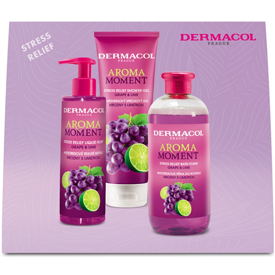 Dermacol Aroma Ritual Hrozny s Limetkou sprchový gel 250 ml + tekuté mýdlo 250 ml + pěna do koupele 500 ml, kosmetická sada pro ženy
