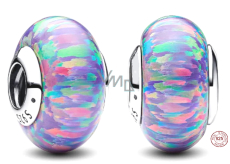 Zawieszka ze srebra 925 Sterling Opalescencyjny fioletowy kryształ, koralik do bransoletki symbol