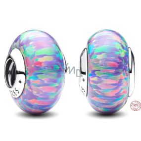 Zawieszka ze srebra 925 Sterling Opalescencyjny fioletowy kryształ, koralik do bransoletki symbol