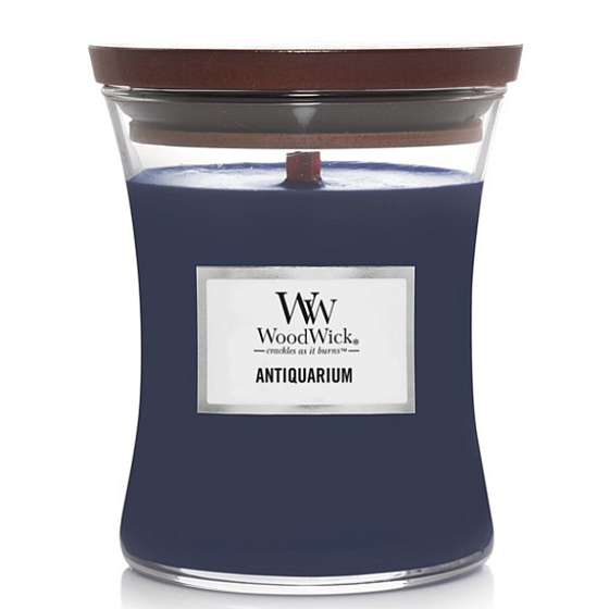 WoodWick Antiquarium - Antyczne Księgozbiory świeca zapachowa z drewnianym knotem i szklanym pojemnikiem średni 275 g