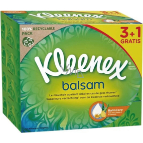 Kleenex Balsam 3-warstwowe chusteczki papierowe w pudełku, 4× 64 szt., 3+1