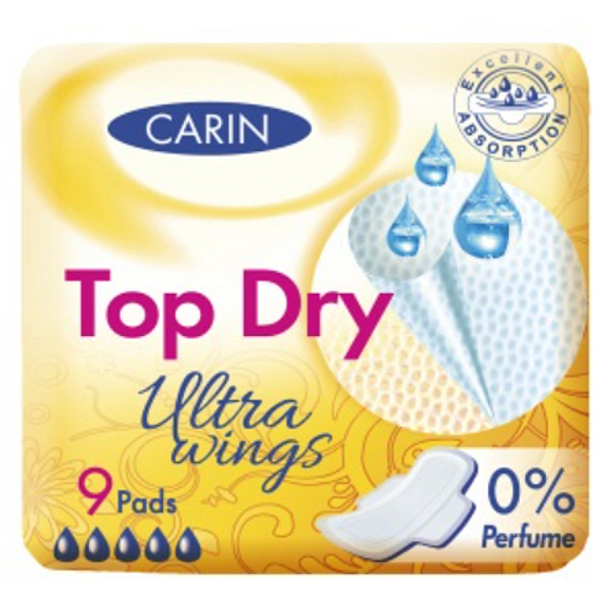 Carine Ultra Wings Top Dry wkładki intymne 9 sztuk