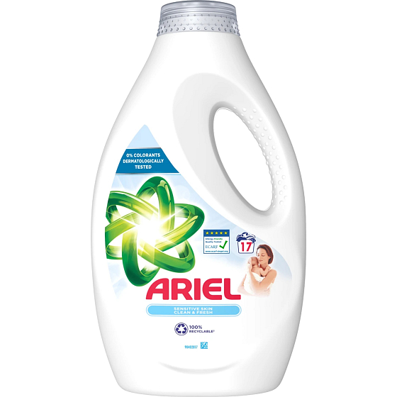 Ariel Sensitive Skin płynny żel do prania do delikatnych i dziecięcych ubrań 17 dawek 850 ml