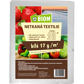 Biom nietkanej tkanina biała 17 g/m² wielkość 1,6 x 5 m