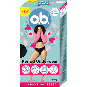 O.B. majtki menstruacyjne, rozmiar XL/XXL, 1 sztuka O.B. majtki menstruacyjne, rozmiar XL/XXL, 1 sztuka